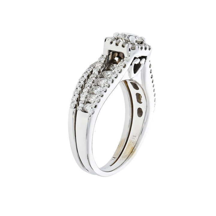 Diamond Halo Wedding Set 14K White Gold .40 CT