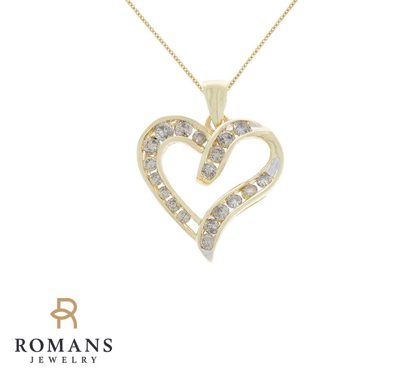 Diamond Heart Pendant 10K Yellow Gold 1.25CTW