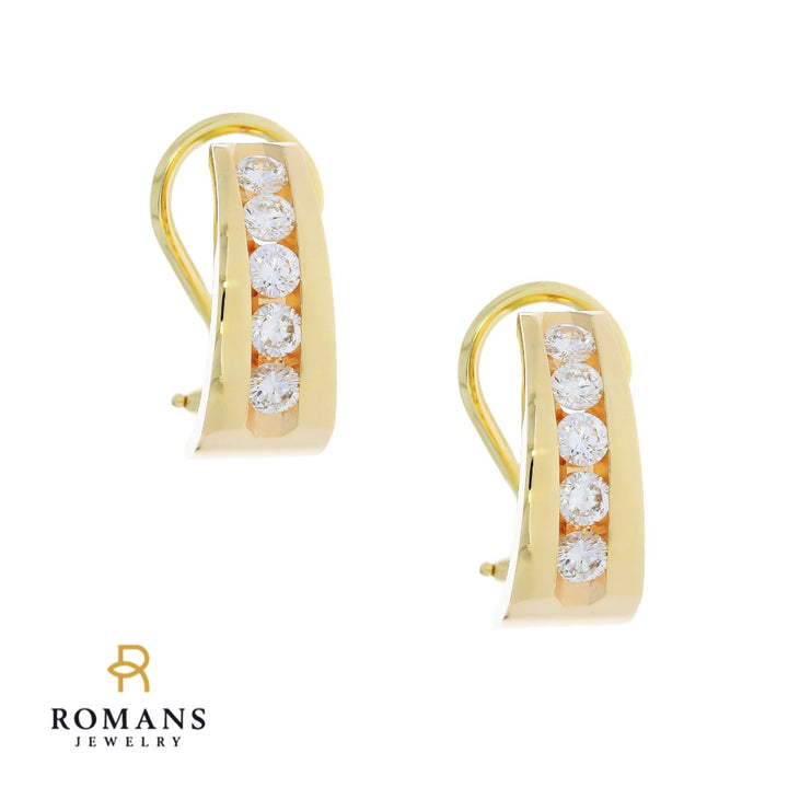 Diamond Hoop Earrings 14K Yellow Gold 1.20CTW