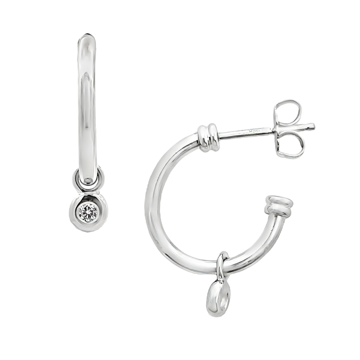 Diamond Half Hoop Earrings Platinum .10CT