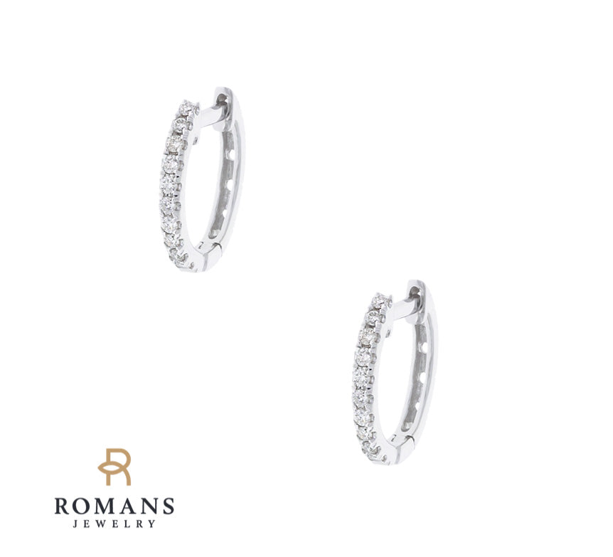 Diamond Huggie Hoops 14K White Gold .18CTW