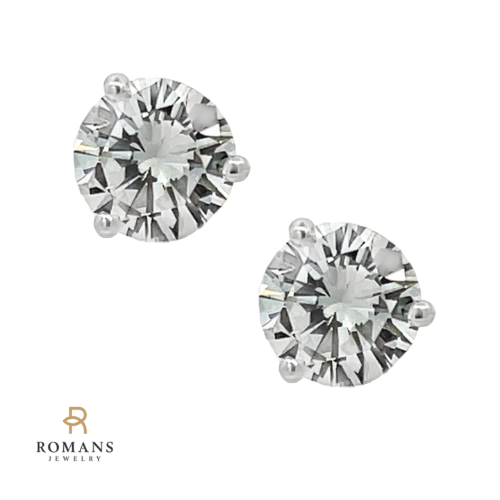 Diamond Martini Stud Earring 14K White Gold 1.40CT