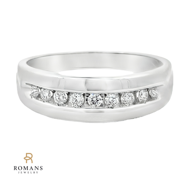 Diamond Mens Wedding Band 14K White Gold .30CT
