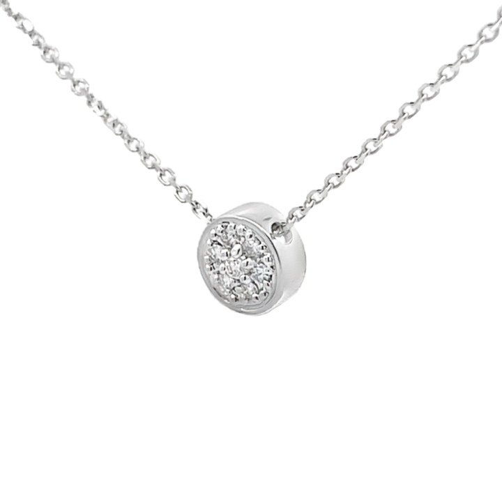 Round Diamond Pavé Cluster Necklace 14K White Gold 0.09CT