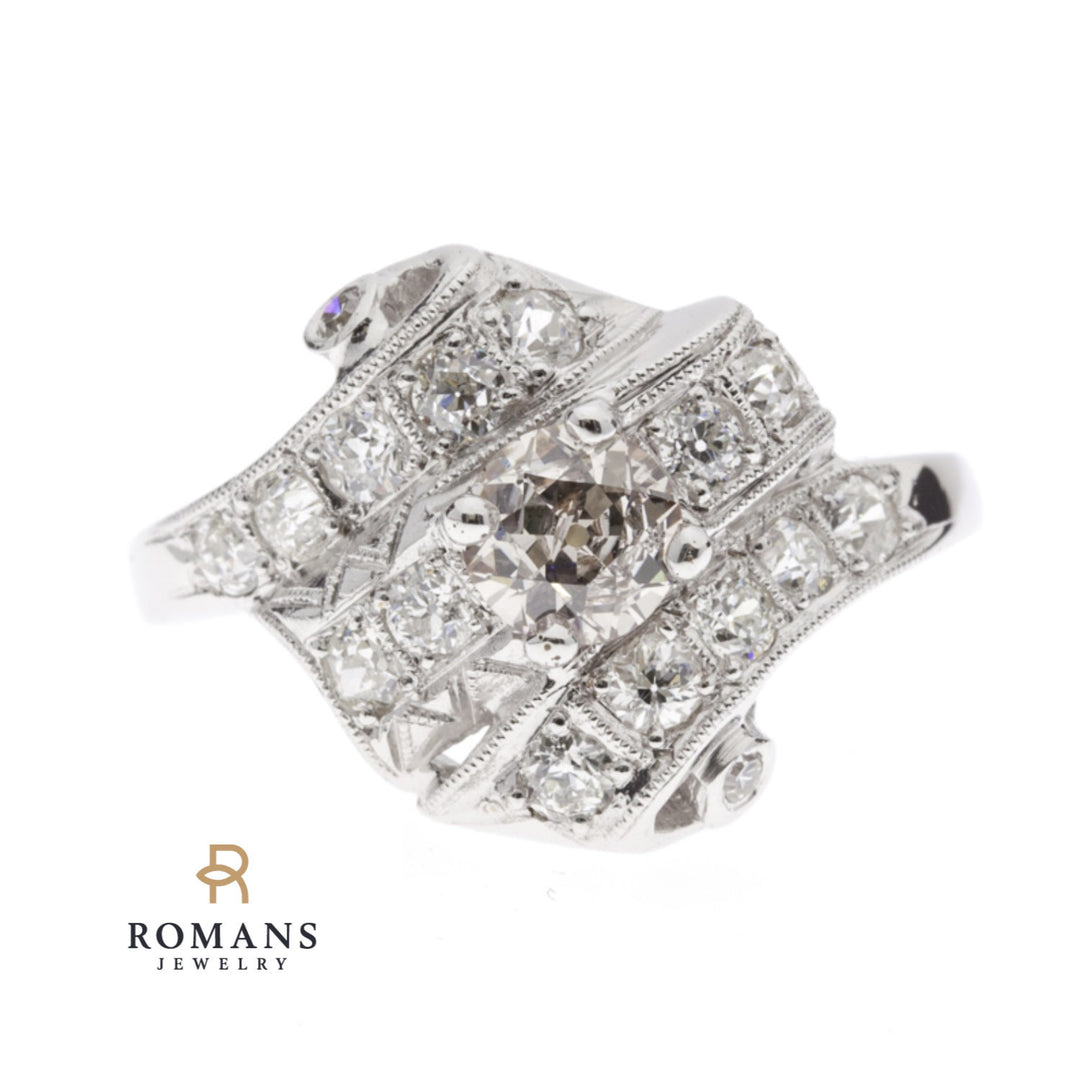 Diamond Fashion Ring 1920's 14K White Gold .54 CT