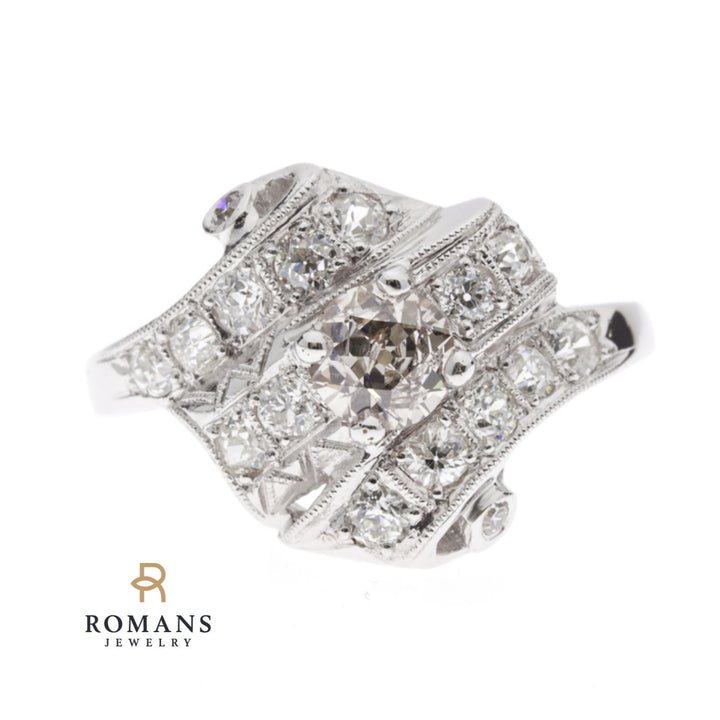 Diamond Fashion Ring 1920's 14K White Gold .54 CT