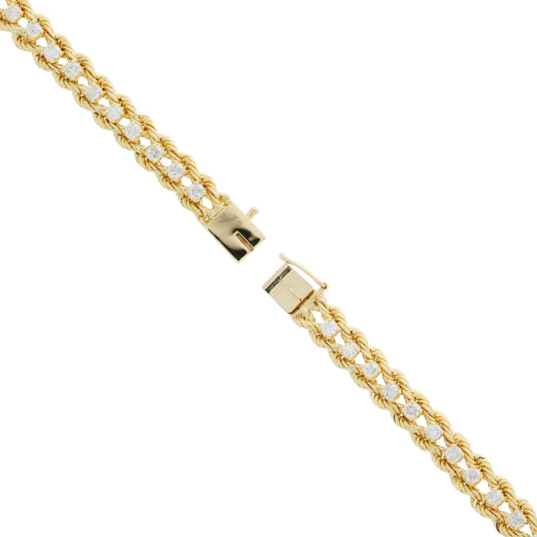 Diamond Rope Tennis Bracelet 14K Yellow Gold 1.90CTW