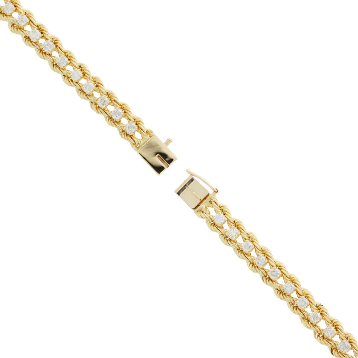 Diamond Rope Tennis Bracelet 14K Yellow Gold 1.90CTW