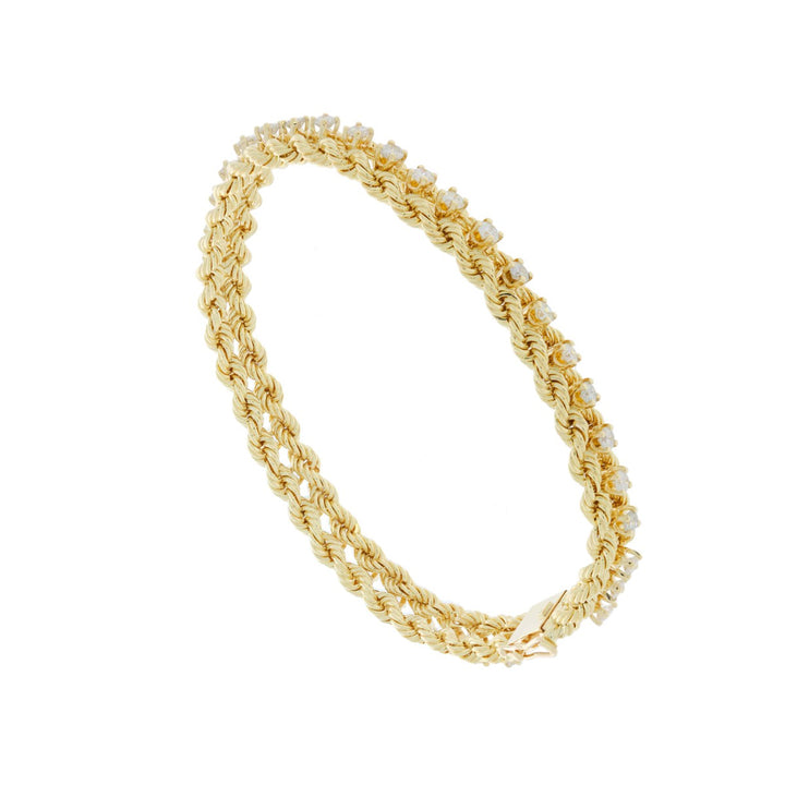 Diamond Rope Tennis Bracelet 14K Yellow Gold 1.90CTW