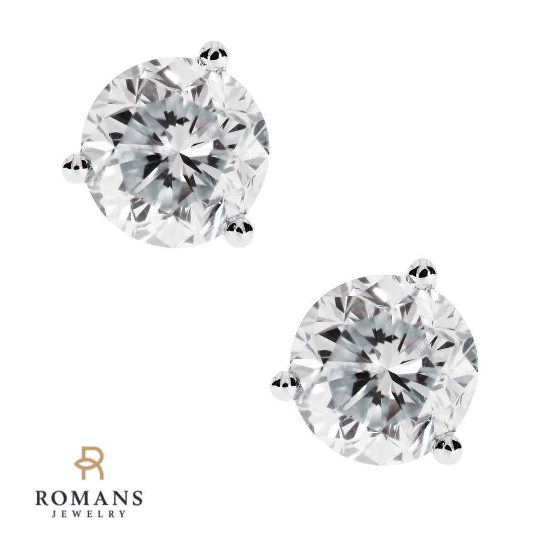 Diamond Stud Earring 14K White Gold 1.45CTW