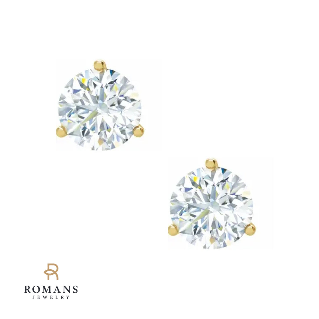 Diamond Studs 14K Yellow Gold 3.09CTW