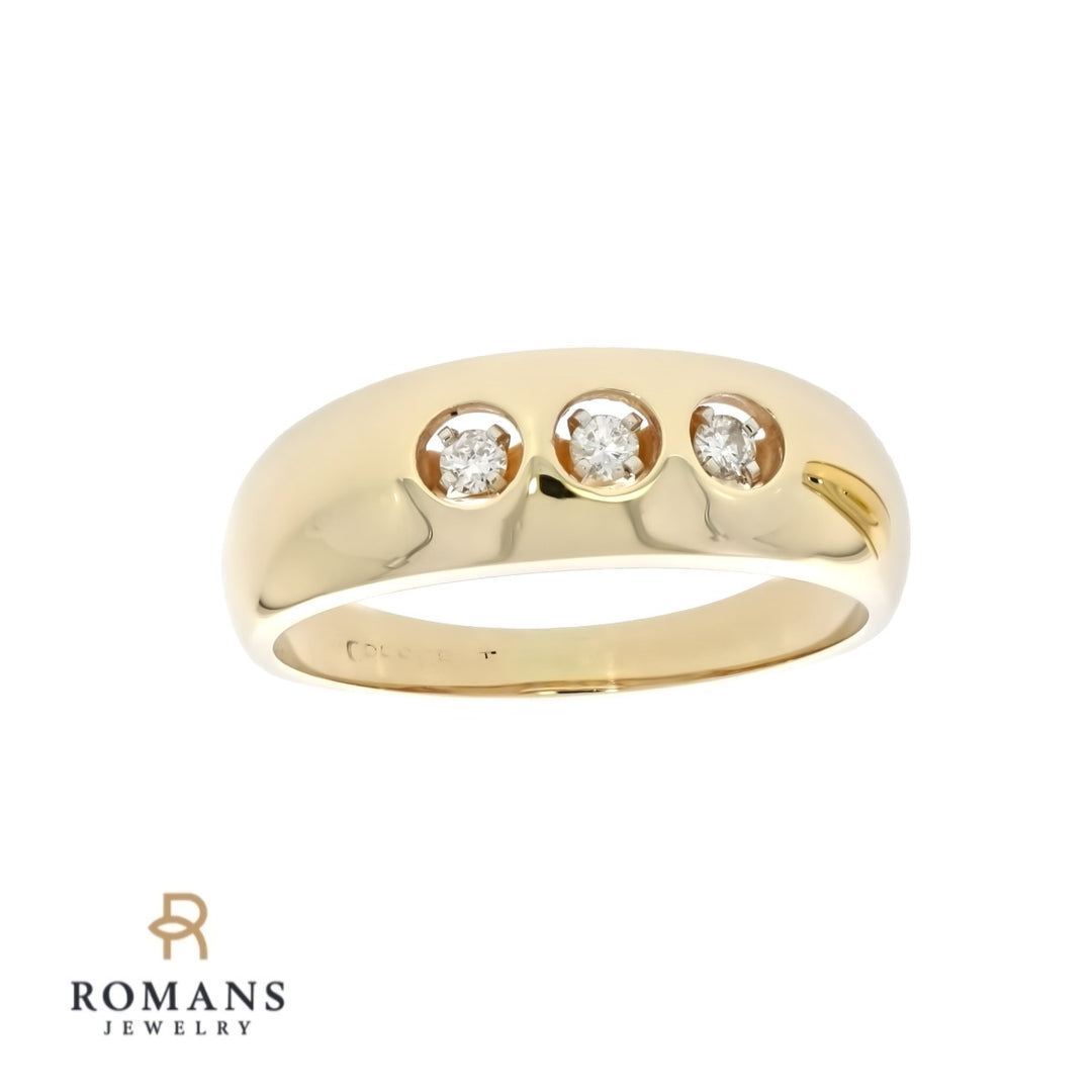Diamond Three Stone Ring 14K Yellow Gold .15 CTW