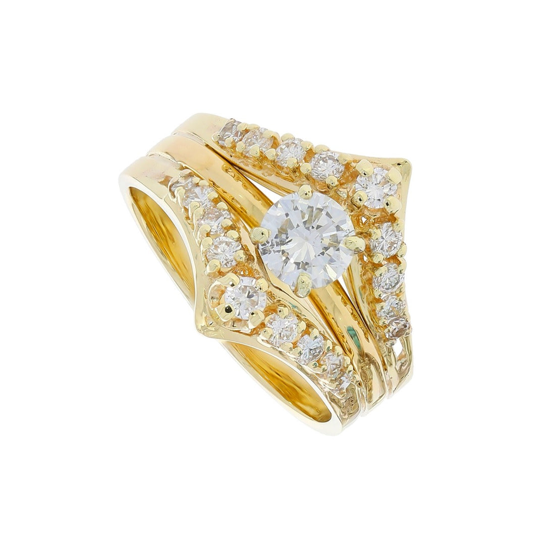 Diamond Wedding Ring Set 14K Yellow Gold .65 CT