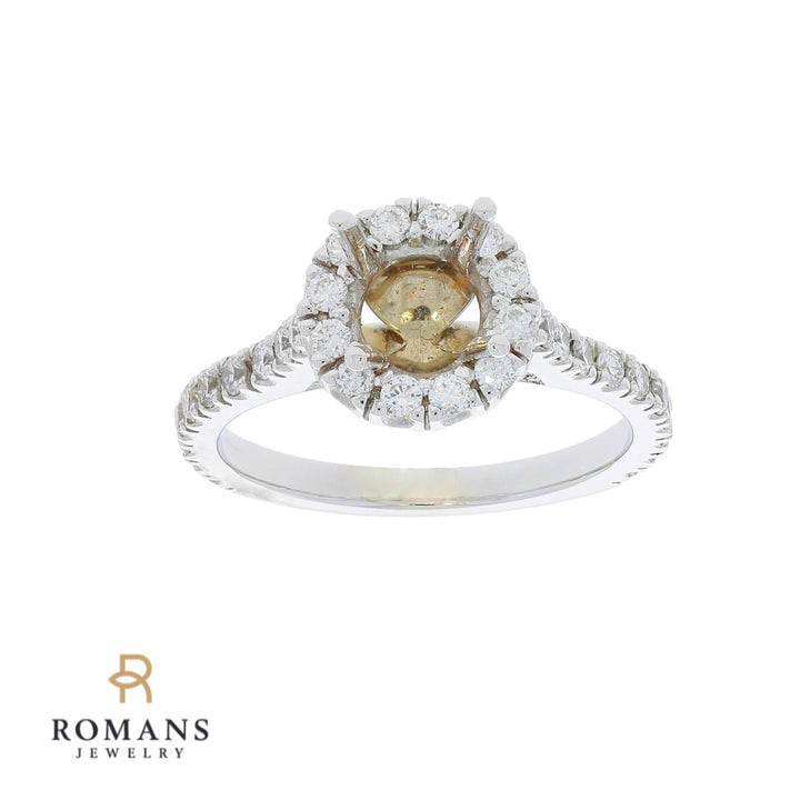 Diamond and Heart Ring Setting 14K White Gold .86 CTW