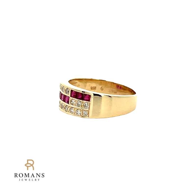 Ruby Diamond Band 14K Yellow Gold .84CTW