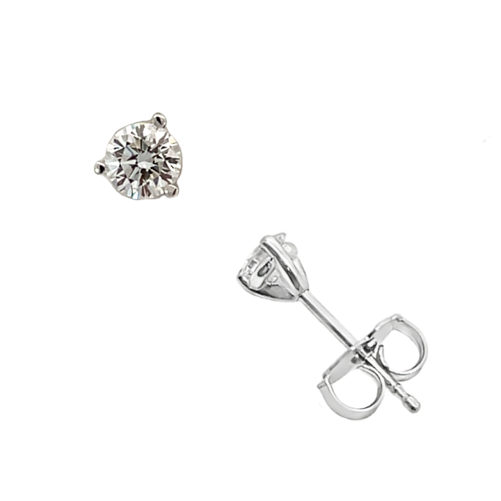 Round Diamond Martini Stud Earrings 14K White Gold .28CT
