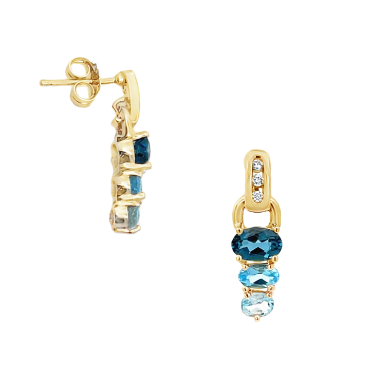 Topaz & Diamond Drop Journey Stud Earrings 2.26CTW