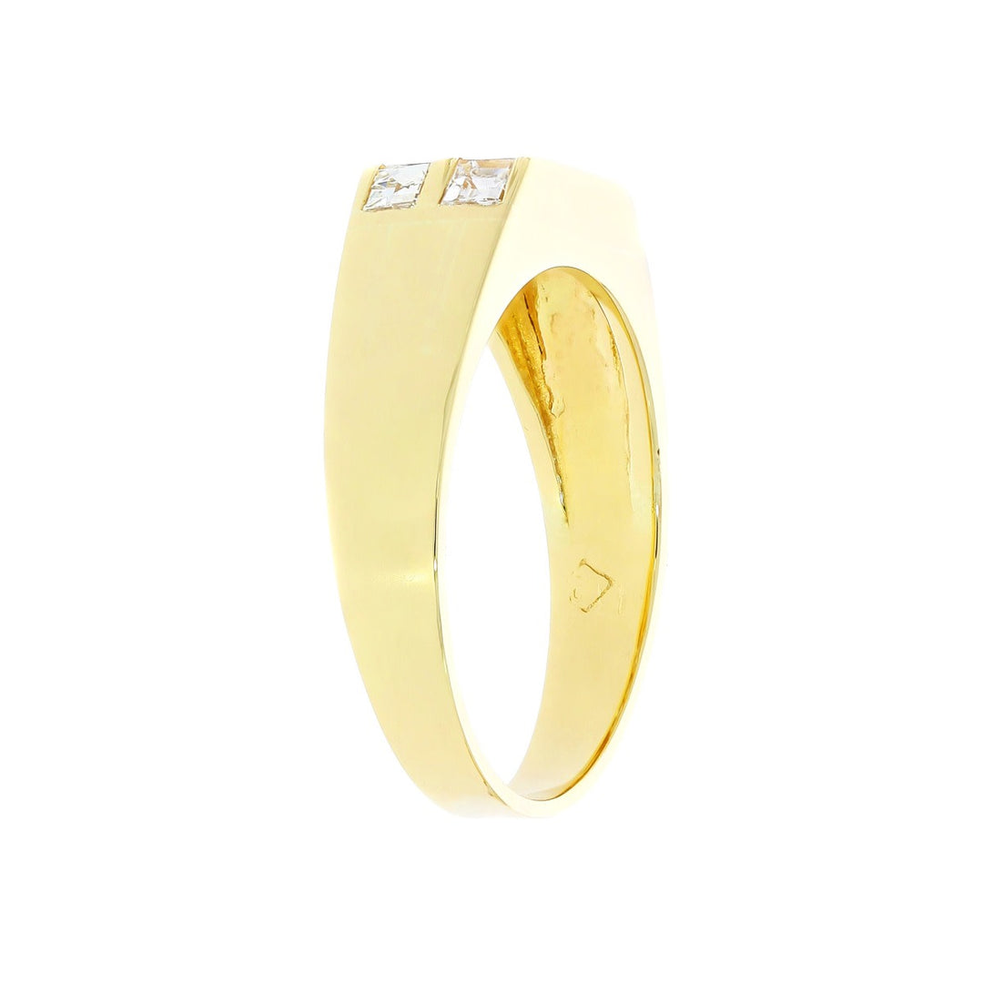 Double Row Diamond Men's Band 18K Yellow Gold 1CTW