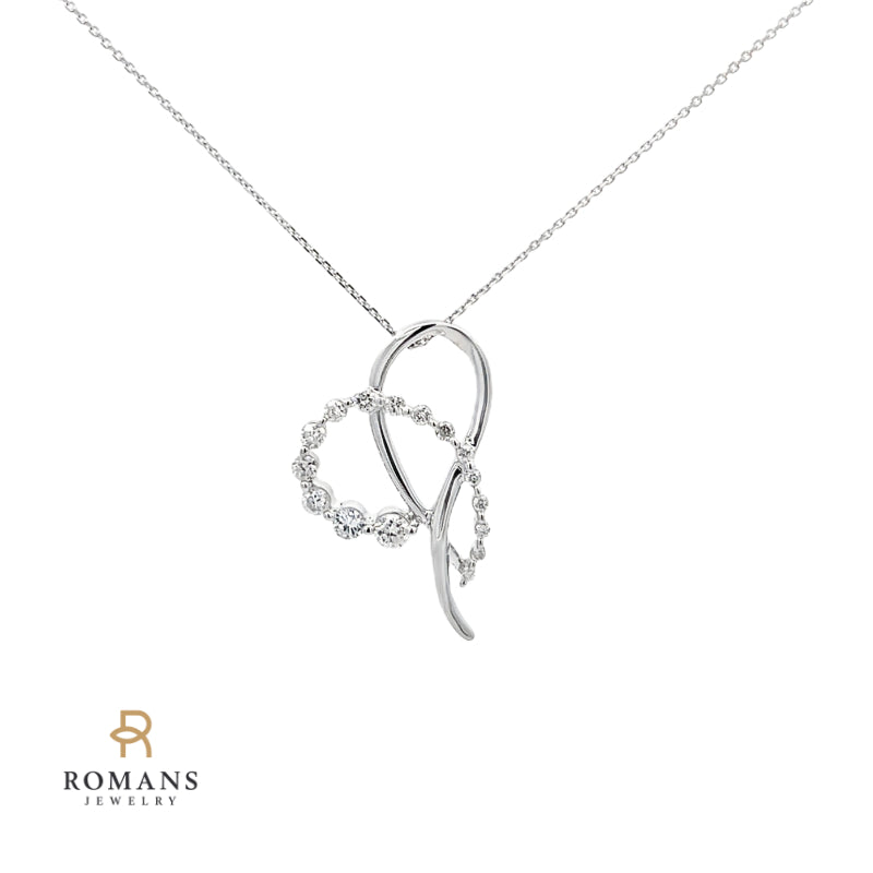 Heart Diamond Pendant 14K White Gold .42CTW
