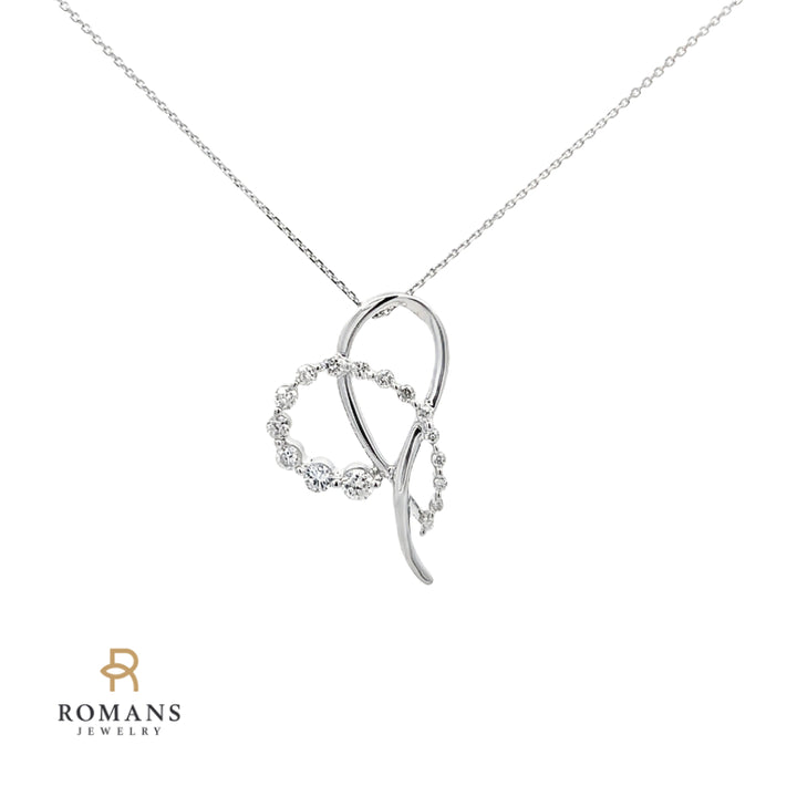 Heart Diamond Pendant 14K White Gold .42CTW