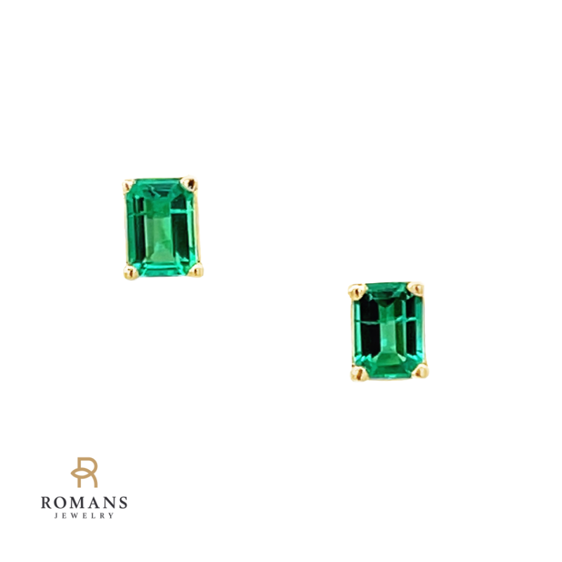 Emerald Studs 14K Yellow Gold .39CTW