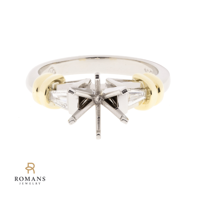 Engagement Ring Setting Tapered Baguette 18K and Platinum