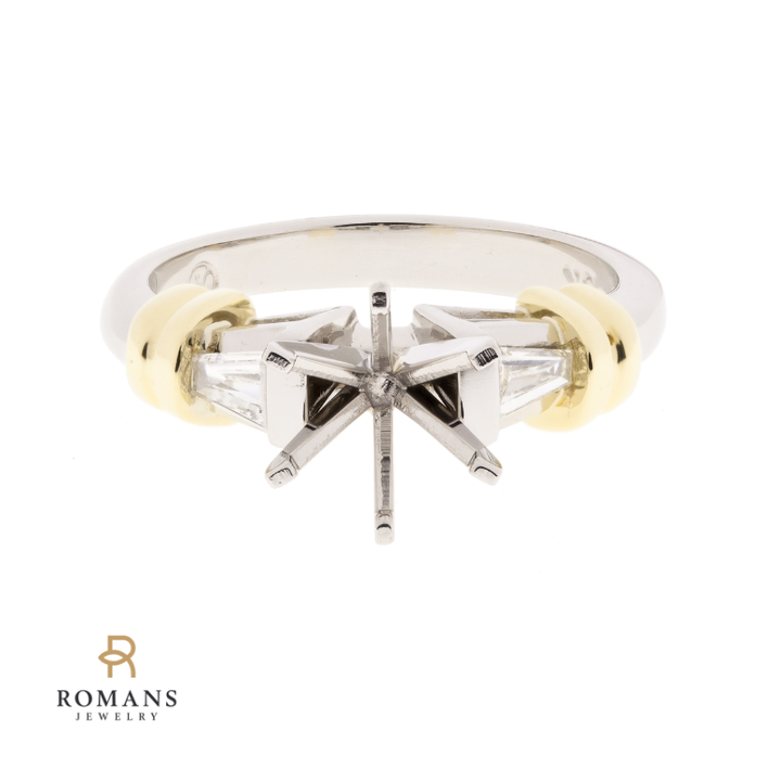 Engagement Ring Setting Tapered Baguette 18K and Platinum