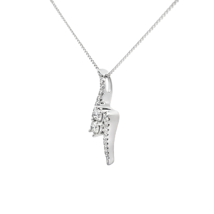 Curved Diamond Pendant 14K White Gold .50CTW