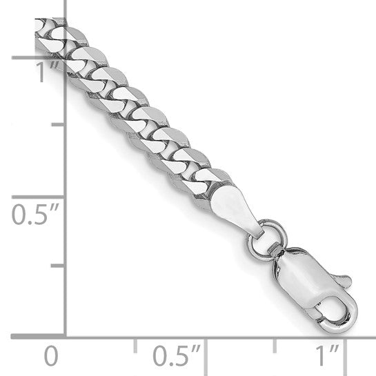 Flat Beveled Curb Chains 14K White Gold 8"