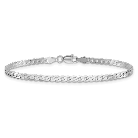 Flat Beveled Curb Chains 14K White Gold 8"