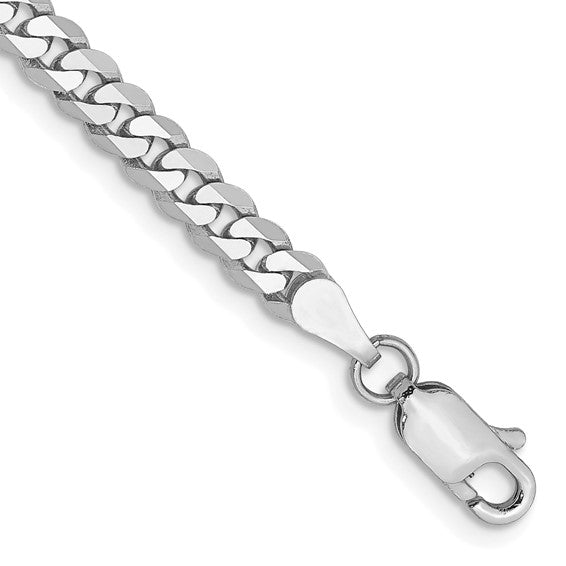 Flat Beveled Curb Chains 14K White Gold 8"