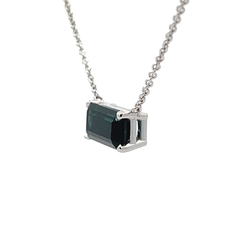 Floating Green Tourmaline Necklace 14K White Gold 1.58CT