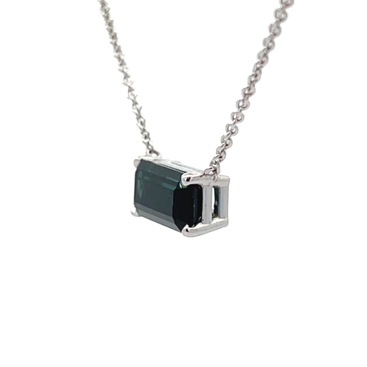 Floating Green Tourmaline Necklace 14K White Gold 1.58CT
