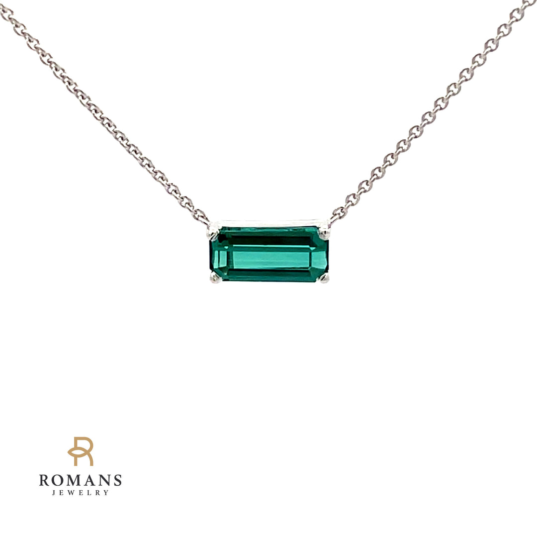 Floating Tourmaline Necklace 14K White Gold 1.01CT