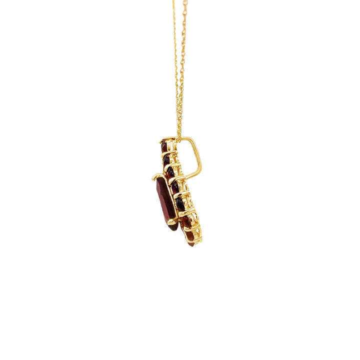 Pear Halo Garnet Pendant 14K Yellow Gold 7.65CTW