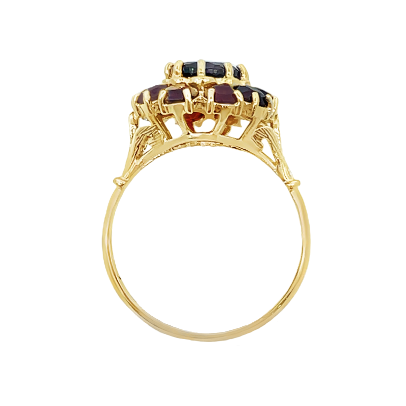 Oval Garnet Halo Cluster Ring 14K Yellow Gold 1.30CTW