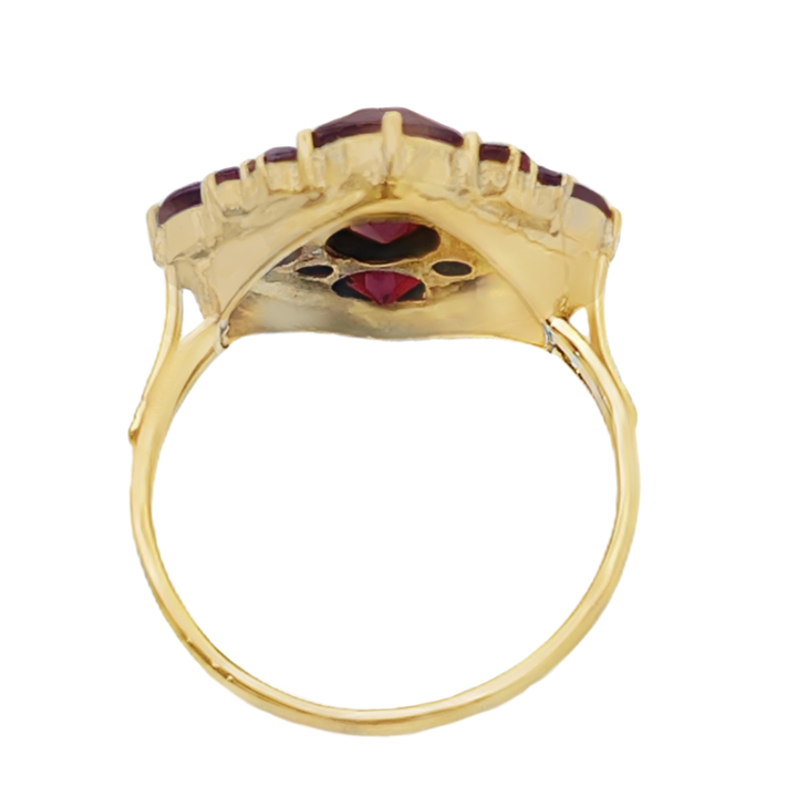 Vintage Garnet Cluster Ring 10K Yellow Gold 5.30 CTW