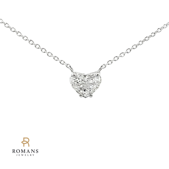 Heart Diamond Floating Necklace 14K White Gold 0.38CT
