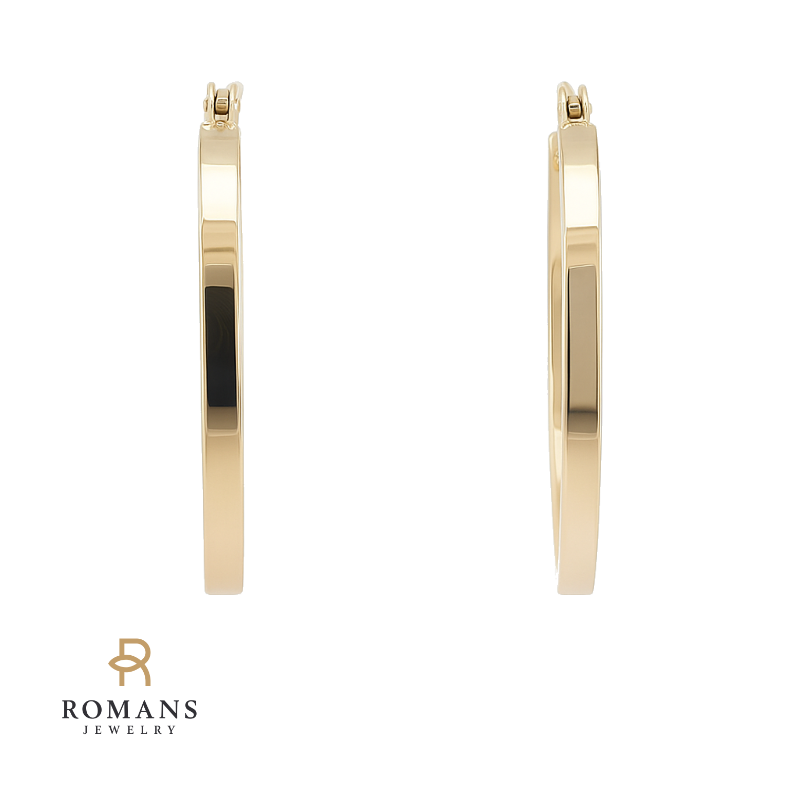 Hollow Oval Hoops 14K Yellow Gold