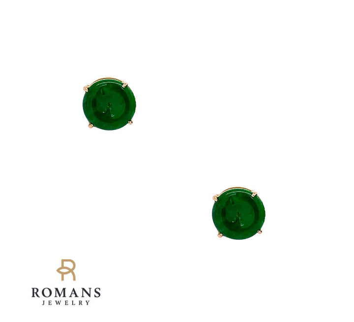 Imperial Jade Stud Earrings 18K Yellow Gold