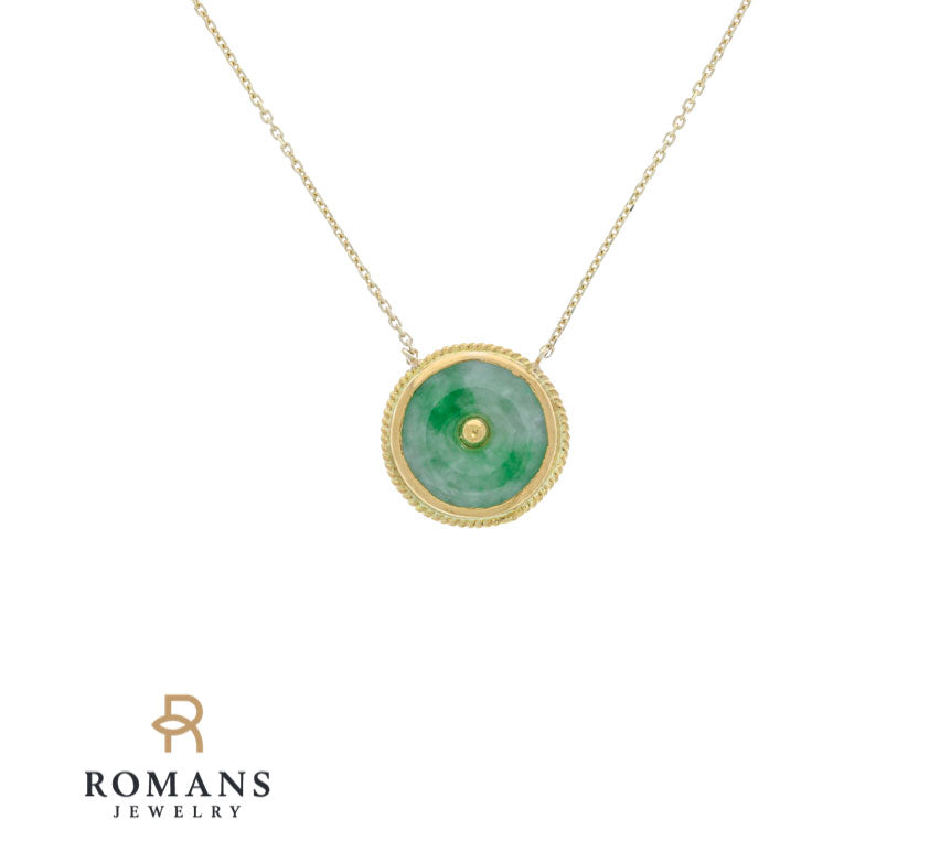 Jade Circle Necklace 22K & 24K Yellow Gold