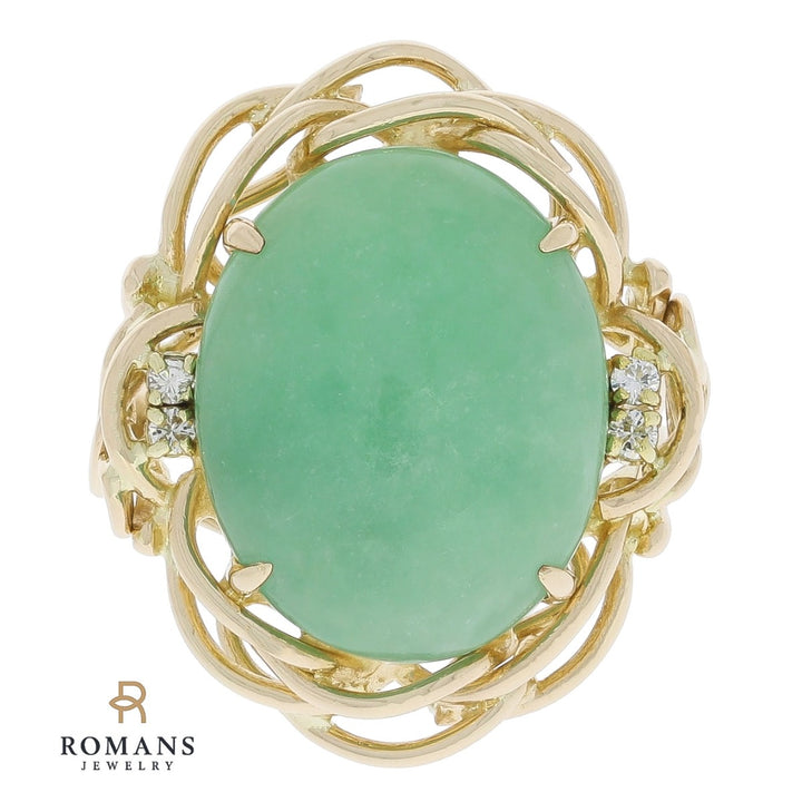 Jade Woven Ring 14K Yellow Gold