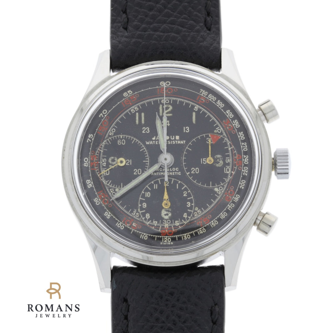 Jardur Chronograph Stainless Steel Valjoux 72 1950's 37.5MM