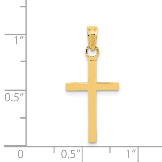 Polished Cross Pendant 14K Yellow Gold 23.7x11MM