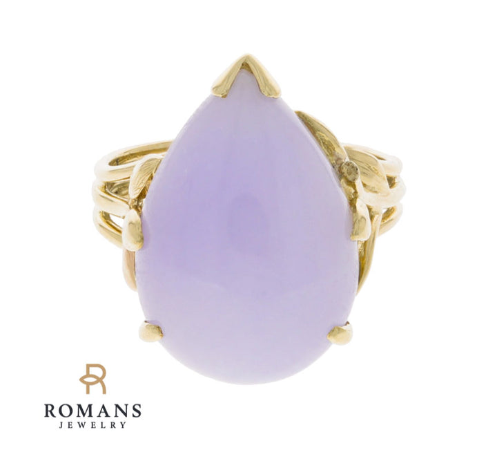 Lavender Jade Ring 14K Yellow Gold