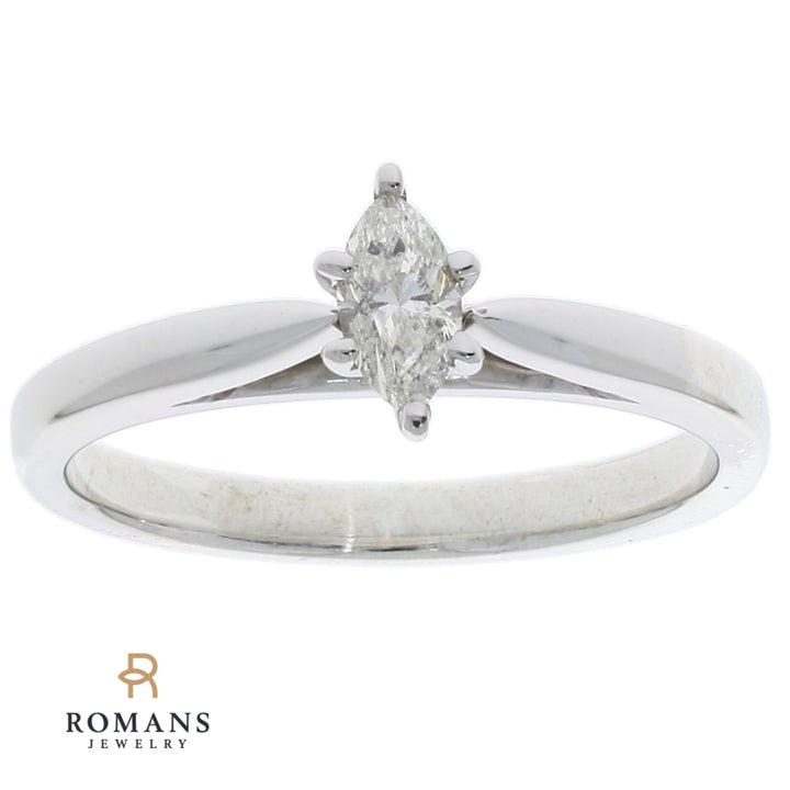Marquise Diamond Engagement Ring 14K White Gold .30 CTW