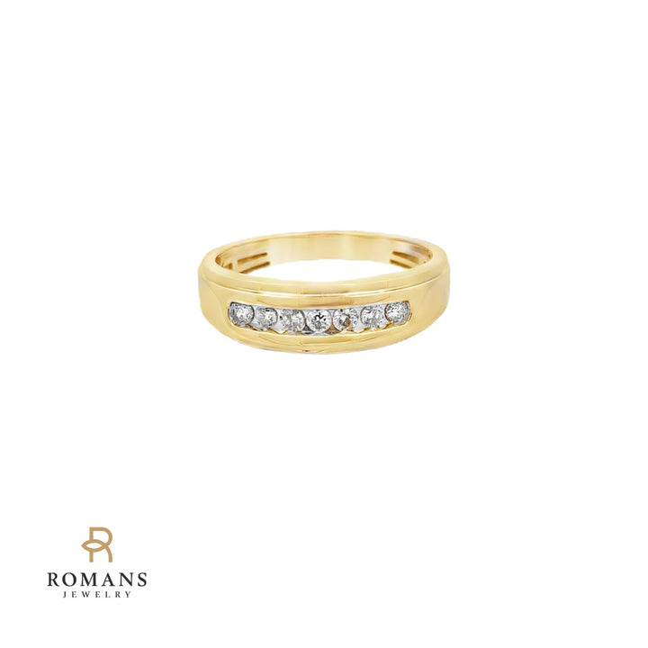 Men's Diamond Channel Wedding Band 10K Two Tone