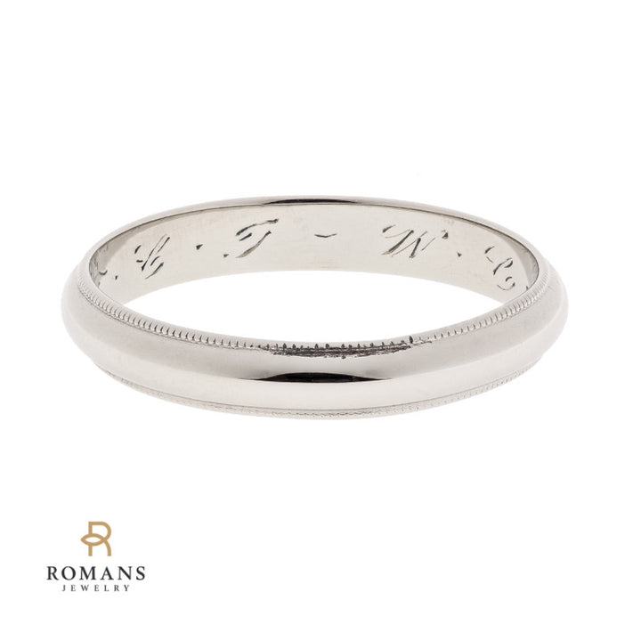 Men's Milgrain 1940's Band 14K White Gold