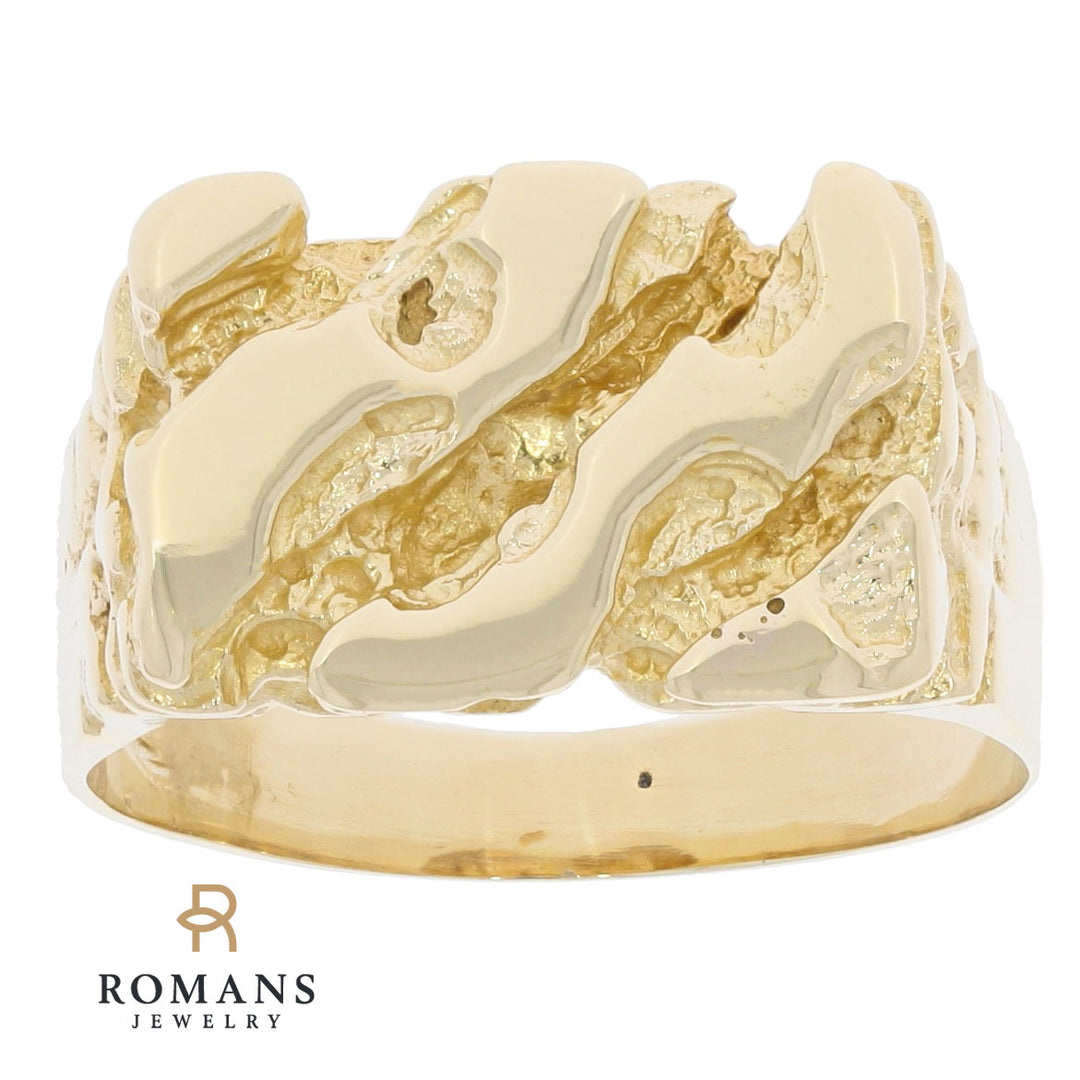 Men's Nugget Style Ring 14K Yellow Gold