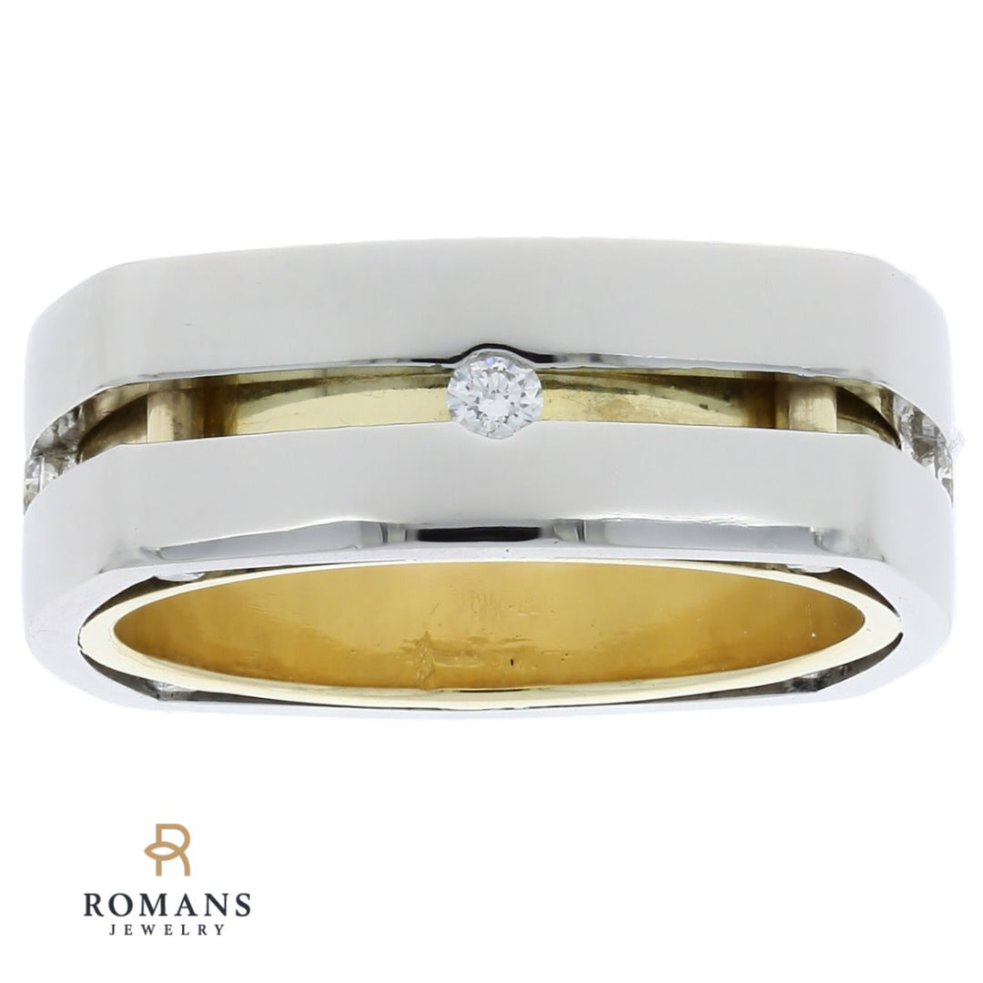 Men's Square Diamond Wedding Band 18K Platinum .25CTW